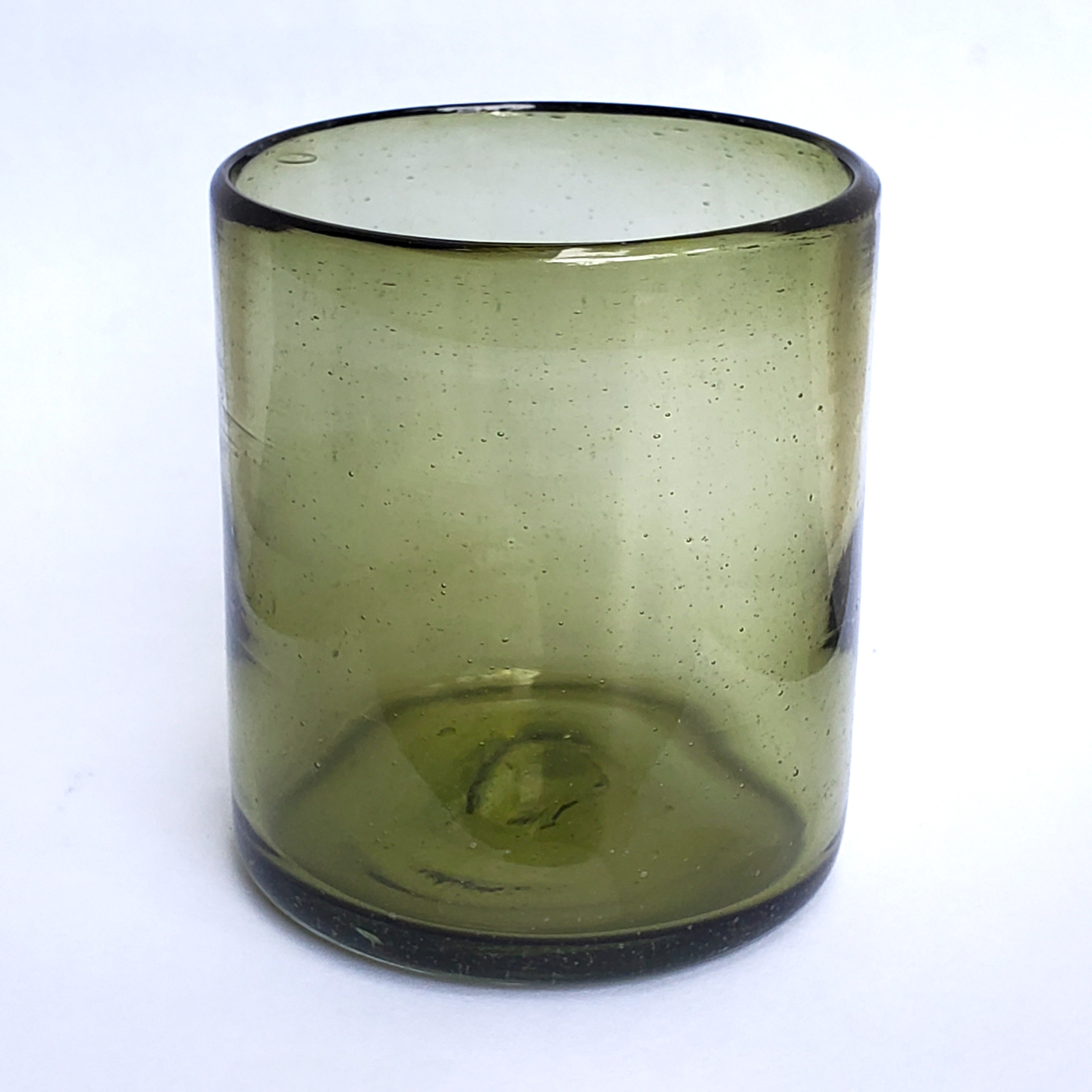 VIDRIO SOPLADO al Mayoreo /  Gren 9 oz Short Tumblers (set of 6) / Enhance your table setting with our beautiful Olive Green colored glasses.
